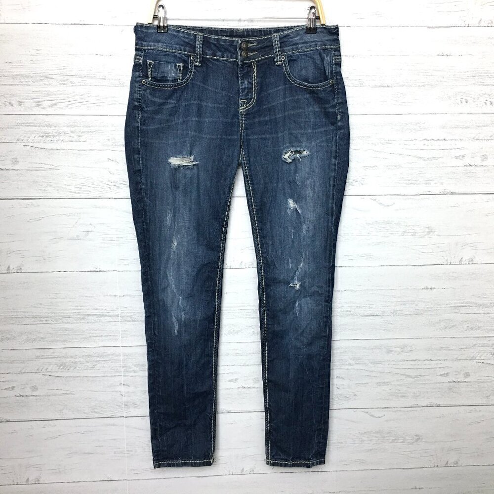 Vigoss Women's Skinny Jeans Distressed Low Rise Stretch size 30 length 31"